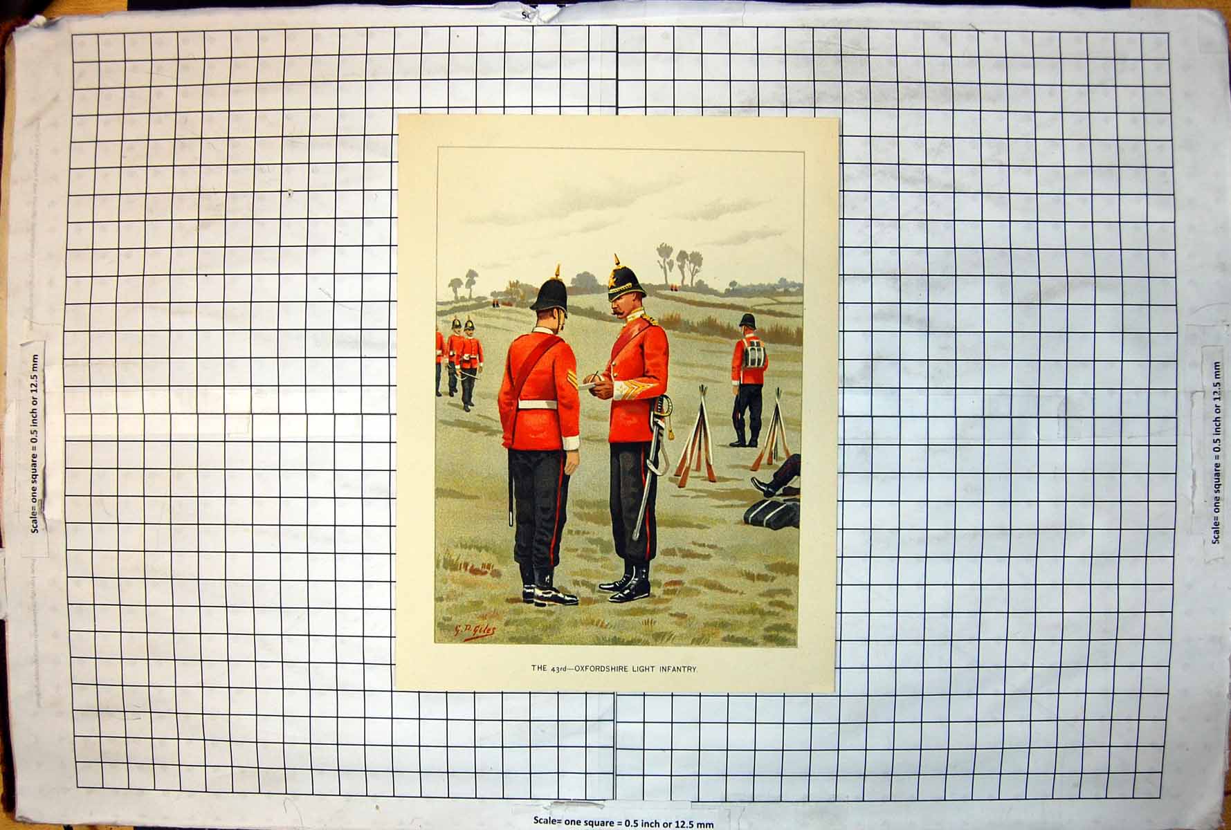 Old The 43Rd Oxfordshire Light Infantry Colour Study G D Giles C1889