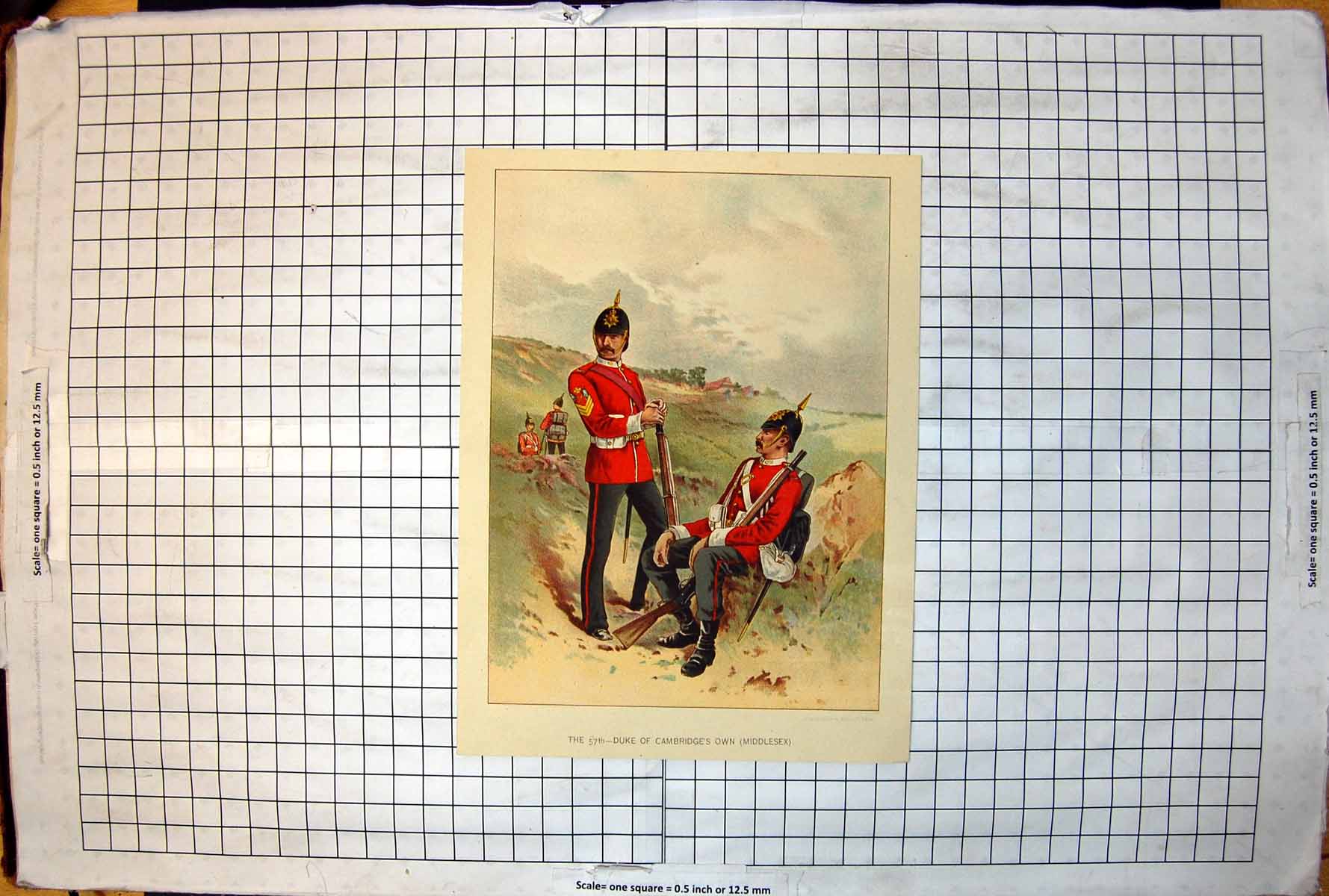 Antique Old Print The 57Th Duke Cambridge'S Own Middlesex Colour Study C1889