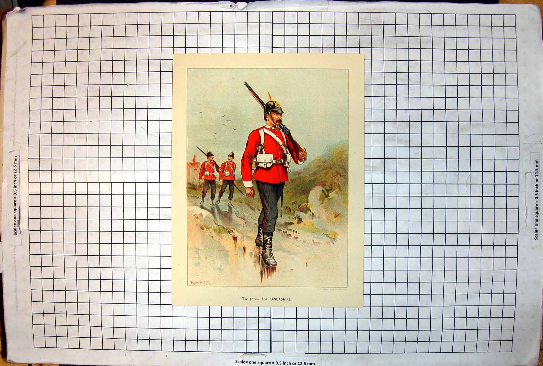 Old The 30Th East Lancashire Frank Feller Colour Study Siers C 1889