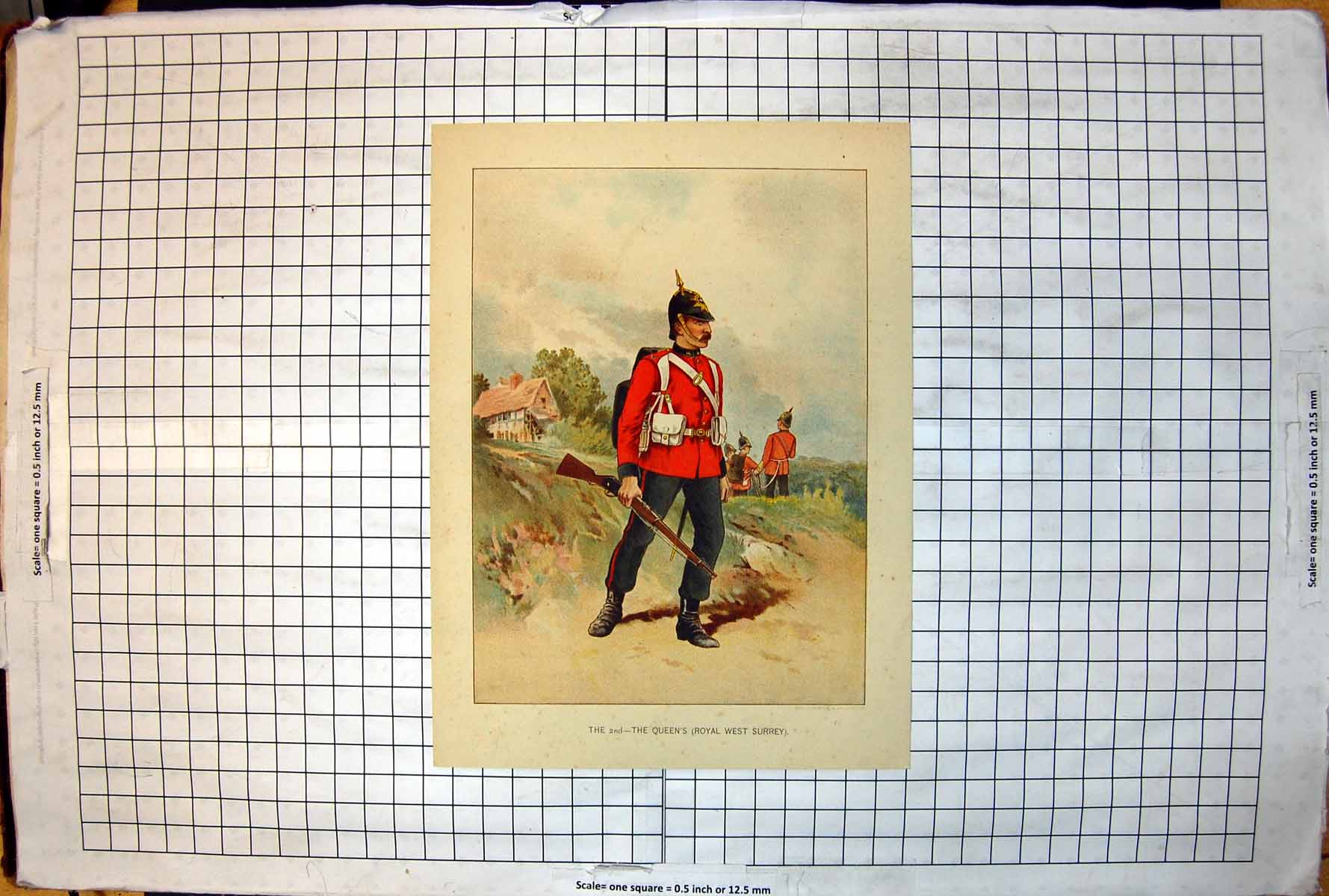 Antique Old Print Royal West Surrey The 2Nd Queen'S Siers Colour Study House