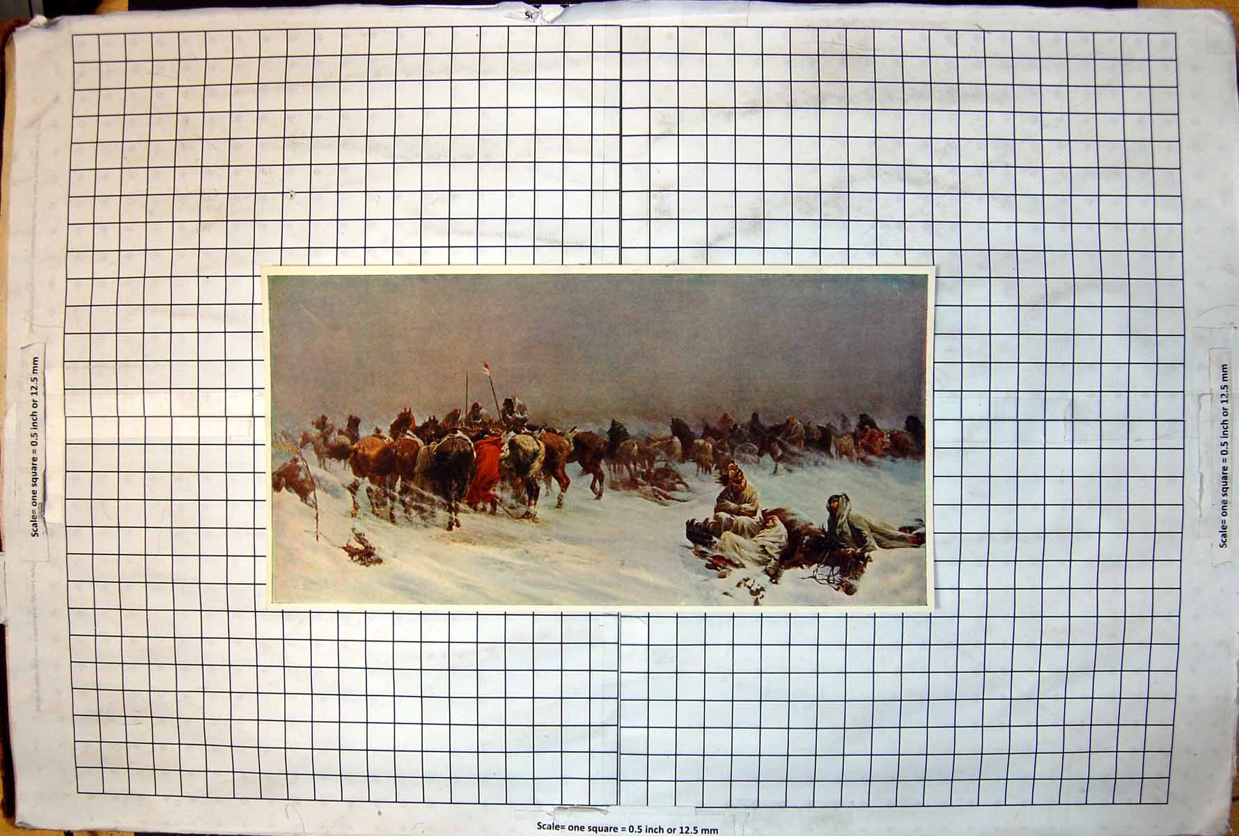 Old Antique Print Retreat From Moscow Snow Horses Biting Winds Dying Men