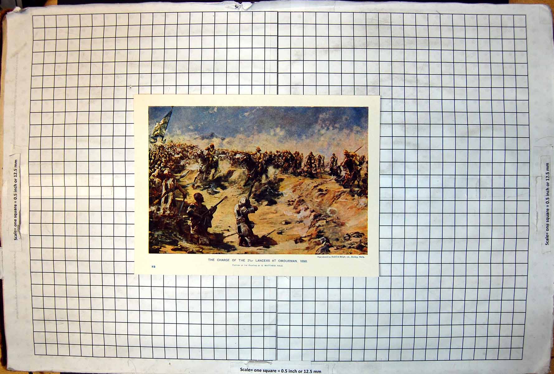 Antique Print Charge 21St Lancers Omduran Part Painting E Matthew Hale 1901