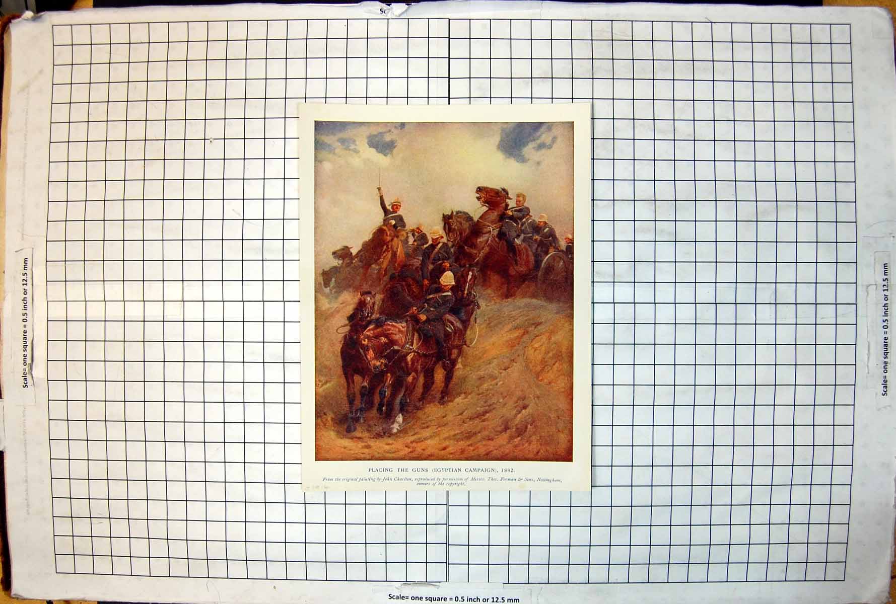 Antique Print Placing The Guns Egyptian Campaign John Charlton Horses C1914