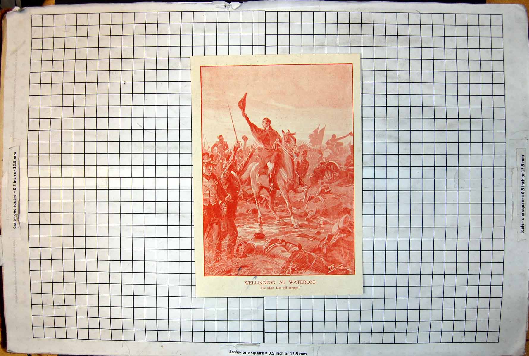 Antique Old Print Wellington Waterloo The Whole Line Will Advance Siers 1910