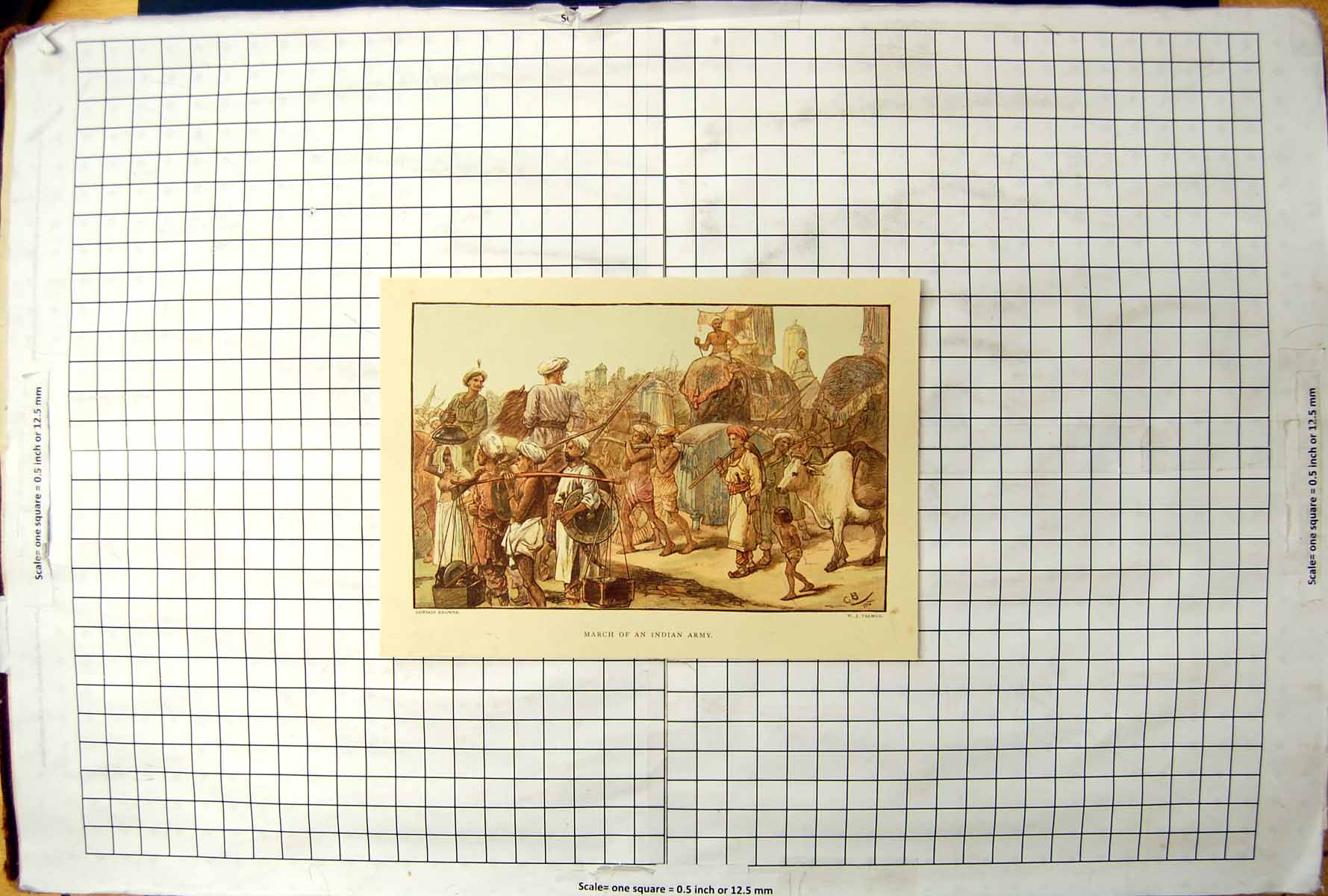 Antique Print March Indian Army Elephants Horses Oxen Tented Turbans C1888 19th