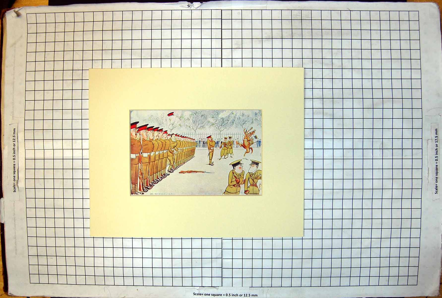 Antique Print Comic Picture Siers Parade Gun Going Off Hitting Horse 1933 20th