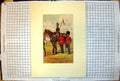 Original Old Antique Print Siers Uniforms Rifle Horseback Flag R Simkin
