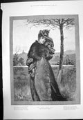 Original Old Antique Print Cruel East Wind Davidson Knowles Lady Fur Cape 1888