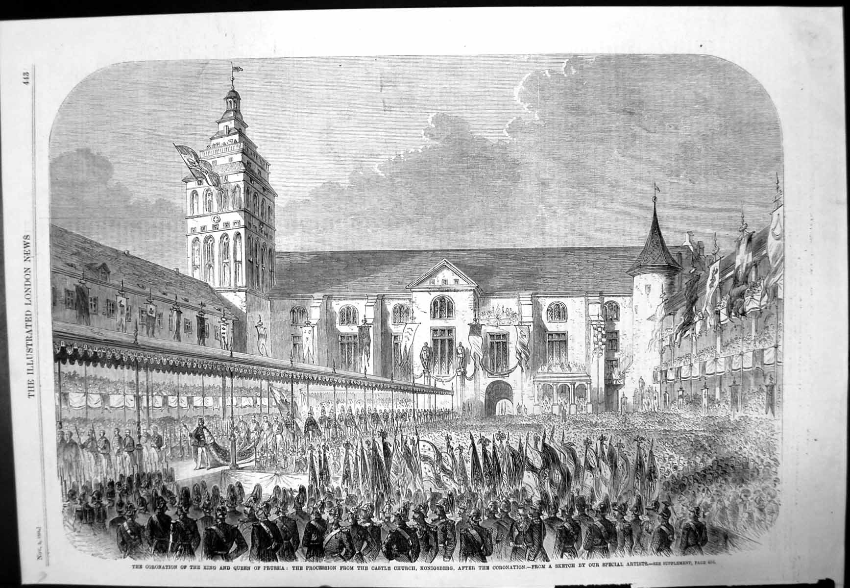 Antique Print After Coronation King Queen Prussia Procession Konigsberg1861