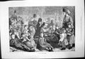 Old Print Day In Country Large Group Adults Children Drinking Eating 1872 19th