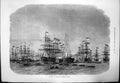 Original Old Antique Print Fleet Ironclads Portland Harbour Smaller Boats 1872