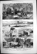 Old Antique Print Autumn Campaign Southern Camp 95Th Regiment Tanks 1872