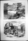 Antique Old Print Autumn Campaign Forge Cavalry Watering Horses Witley 1872