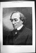 Original Old Antique Print Portrait Right Hon Benjamin Disraeli Wb Gardner1874