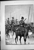Original Old Antique Print Russia Cossacks Guard From Ural Crossing River 1888