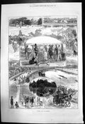 Old Antique Print Holiday Time Richmond Terrace Richmond Hill River 1874 19th