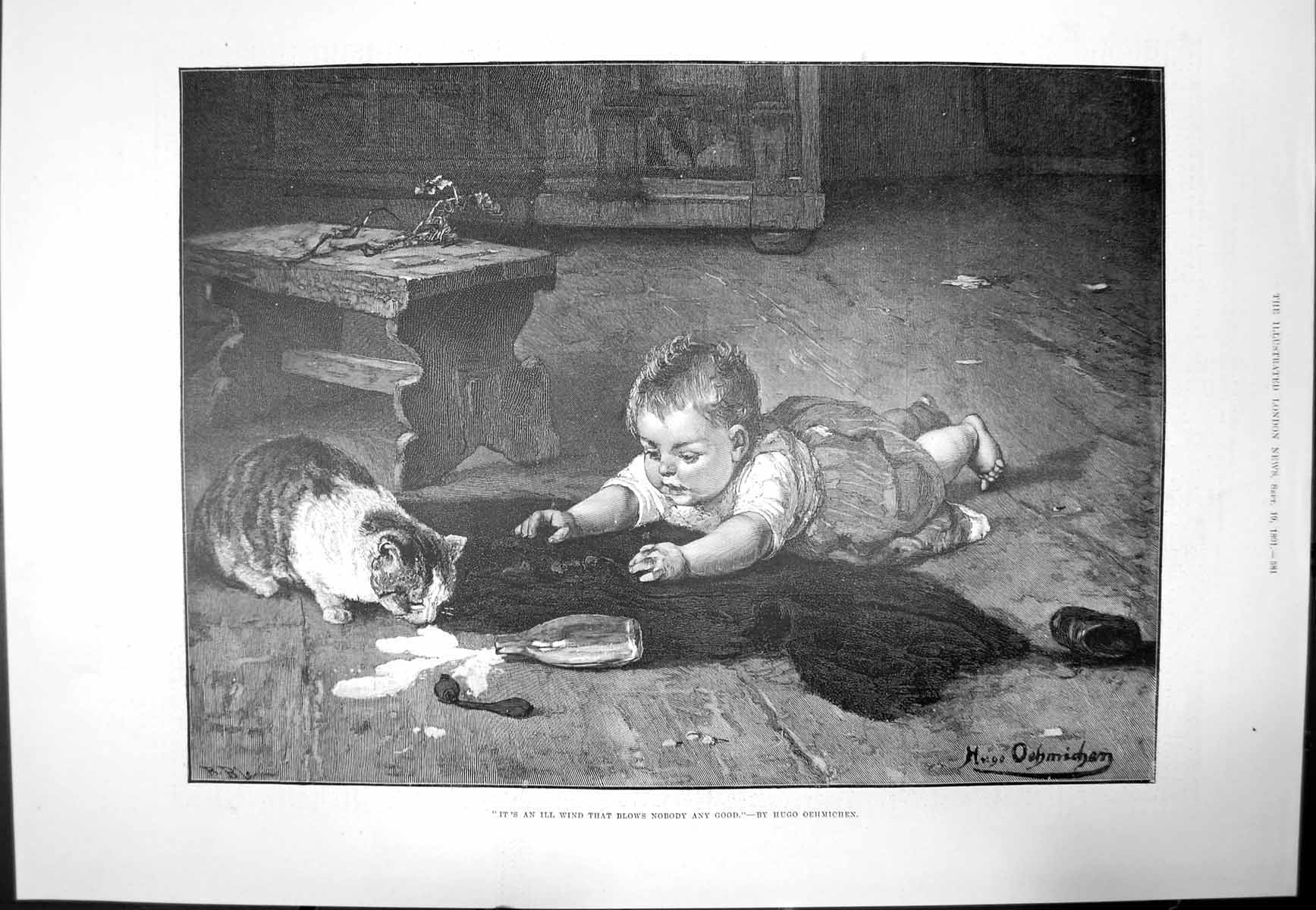 Old Print Its An Ill Wind That Blows Nobody Any Good Hugo Oehmichen 1891 19th