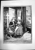 Old Print In Friendship Knit Davidson KnowlesYoung Girls Knitting 1891