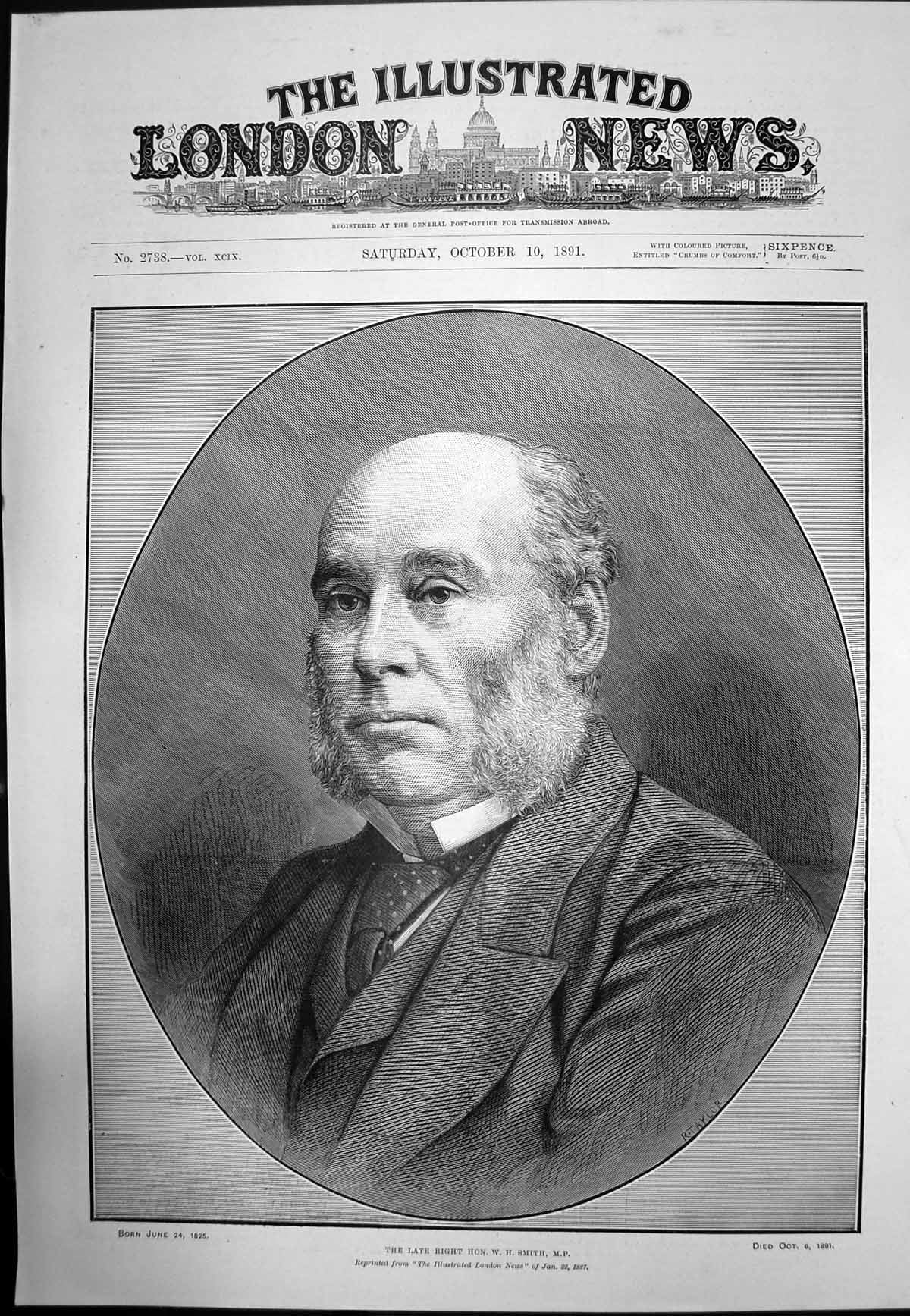Old Late Right Hon W H Smith Mp Born 24 June 1825 DiedOct 1891 189