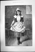 Old Antique Print The New Girl Ga Storey Girl At School Pretty Dress 1891 19th