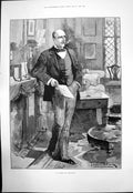 Antique Old Print Mr Pinero Thr Dramatist T Walter Wilson Man Reading 1891 19th