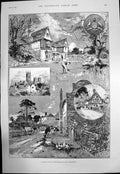 Old Antique Print Model Village Patricksbourne Canterbury Vicarage 1893 19th