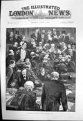 Original Old Antique Print Scene House Commons 27Th July Members Argueing 1893