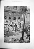 Old Print Irish Land League Agitation Scots Greys Charging Limerick 1881 19th