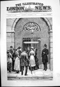 Original Old Antique Print Waiting To See Prisoners Kilmainham Jail Dublin 1881