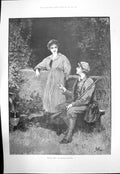 Antique Old Print Better Sport Davidson Knowles Man Rifle Young Woman 1893 19th