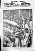 Original Old Antique Print Drury Lane Pantomine In The Gallery Spectators 1893