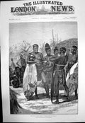 Original Old Antique Print War South Africa Native Chief In Council 1893 19th