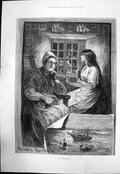 Antique Old Print Night And Morning Davidson KnowlesWomen Watch Storm 1893