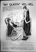 Original Old Antique Print My Queen Vel-Vel Dress Fabric A Hunt & Co 1891 19th
