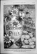 Old Antique Print Beechams Pills Flower Remedies Worth Guinea A Box 1891 19th