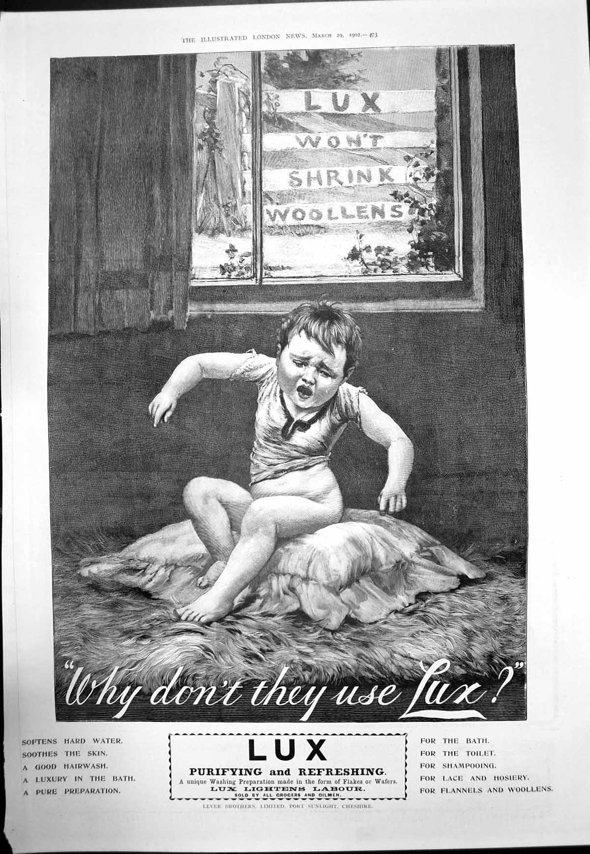 Original Old Antique Print Lux Purifying Refreshing Wont Shrink Woollens 1902