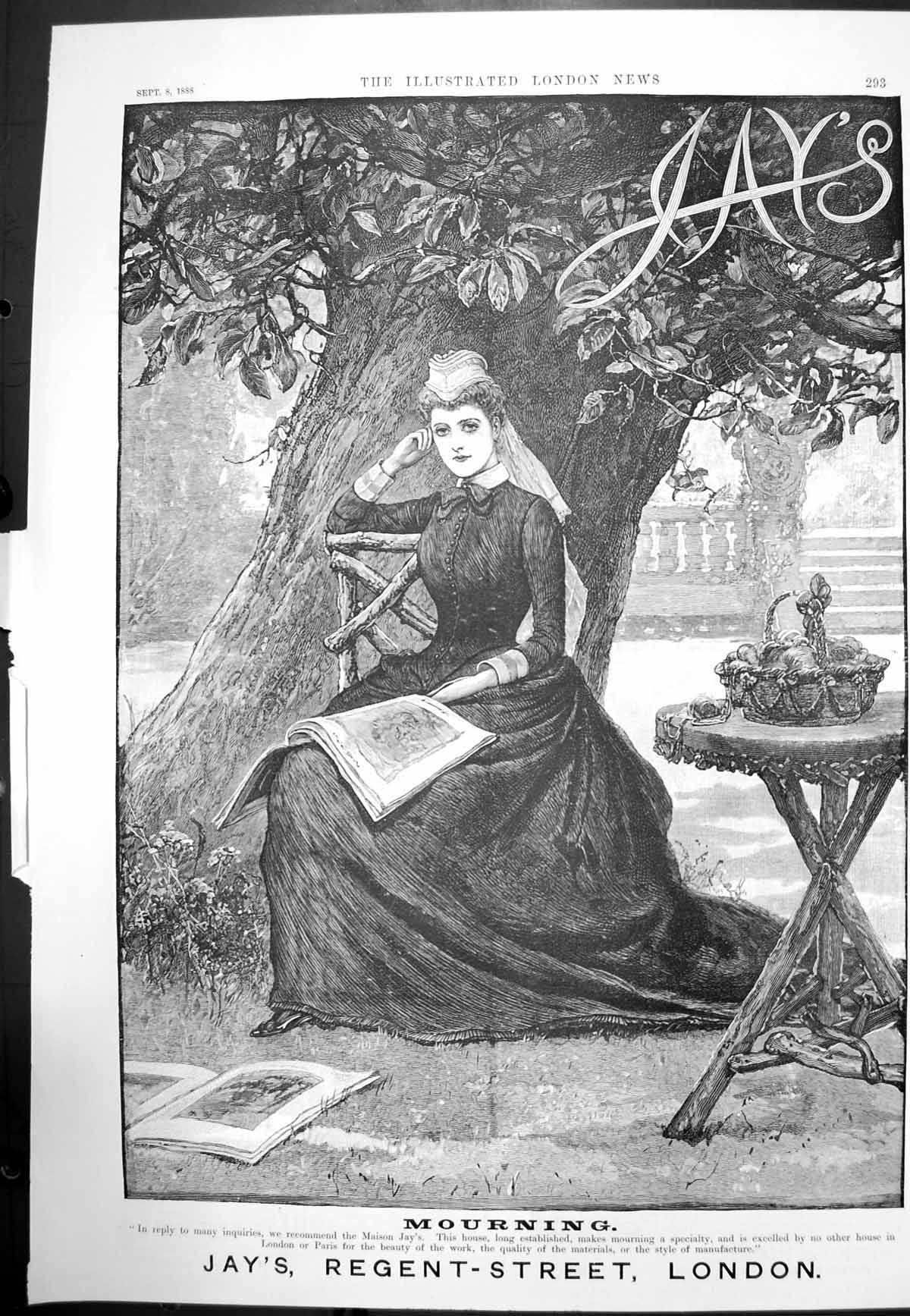 Old Print Maison Jays Makes Mourning A Speciality Quality Materials 1888 19th