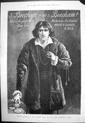 Old Antique Print To Beecham Or Not To Beecham Poet Actor Box Pills 1888 19th