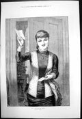 Original Old Antique Print My Christmas Box A Hunt Lady Reading Letter 1879