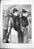 Antique Old Print Afternoon Walk Regent Street Gh Sydney Cowell Ladies 1891
