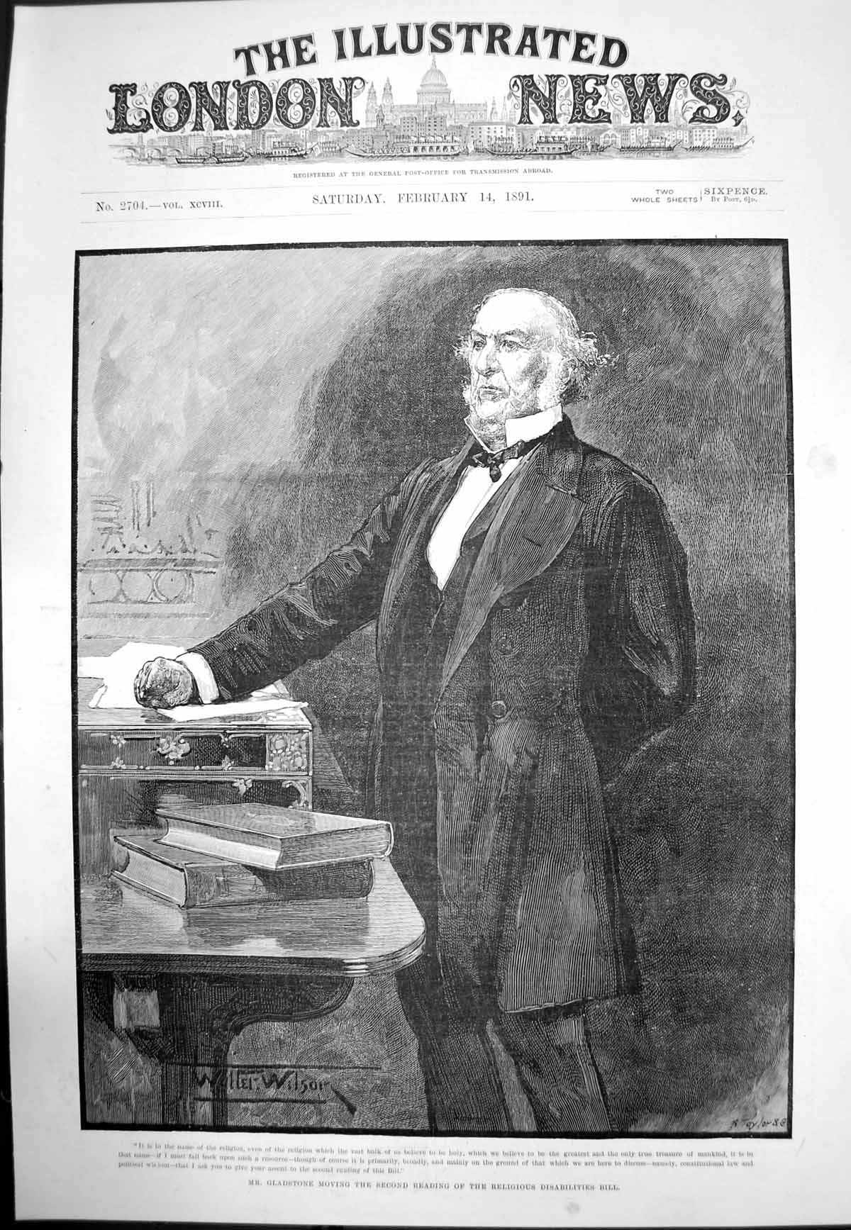 Old Mr Gladstone Moving 2Nd Reading Religious Disabilities Bill 1891