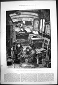 Antique Old Print Gipsy Life Interior Van Near Latimer Road Nottinghill 1879