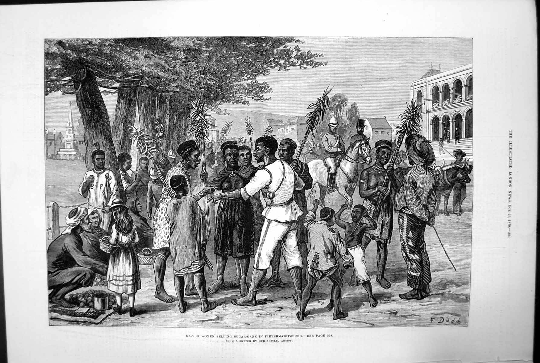 Old Antique Print Kafir Women Selling Sugar-Cane In Pietermaritzburg 1879 19th