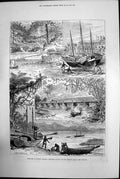 Old Print Sketches In America Proposed Routes For The Isthmus Canal 1879 19th
