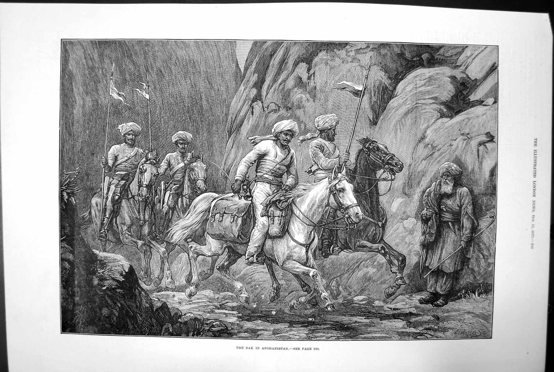 Original Old Antique Print The Dak In Afghanistan Horseback Men 1879 Victorian
