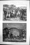 Old Print Kind Under Guard Brigadier Clarkes Encampment Ndaza Kraal 1879 19th
