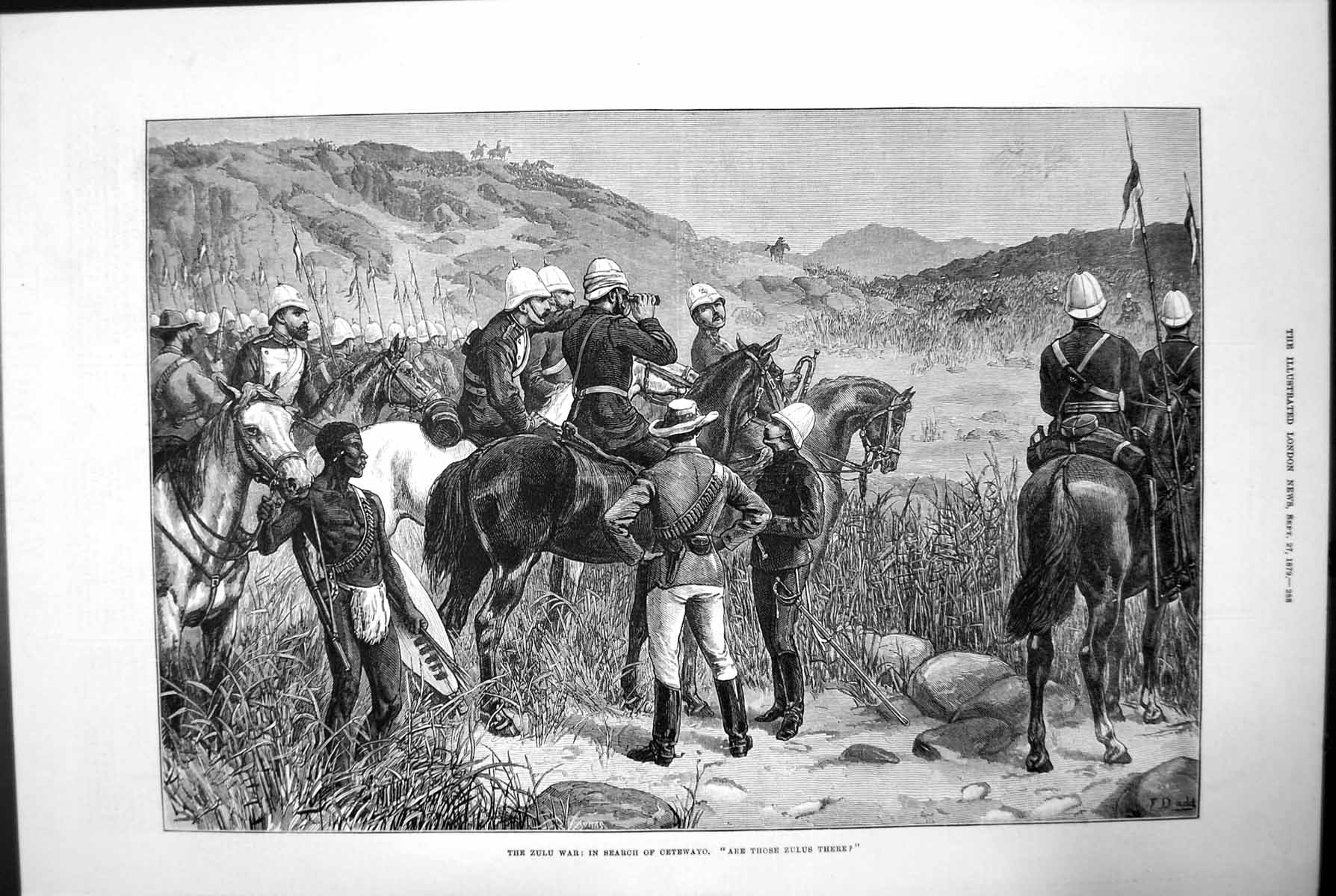 Antique Old Print The Zulu War: In Search Cetewayo Horseback Binoculars 1879
