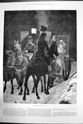 Antique Print The Interrupted Journey Horse Carriage Gun Robbery Hup 1881 19th