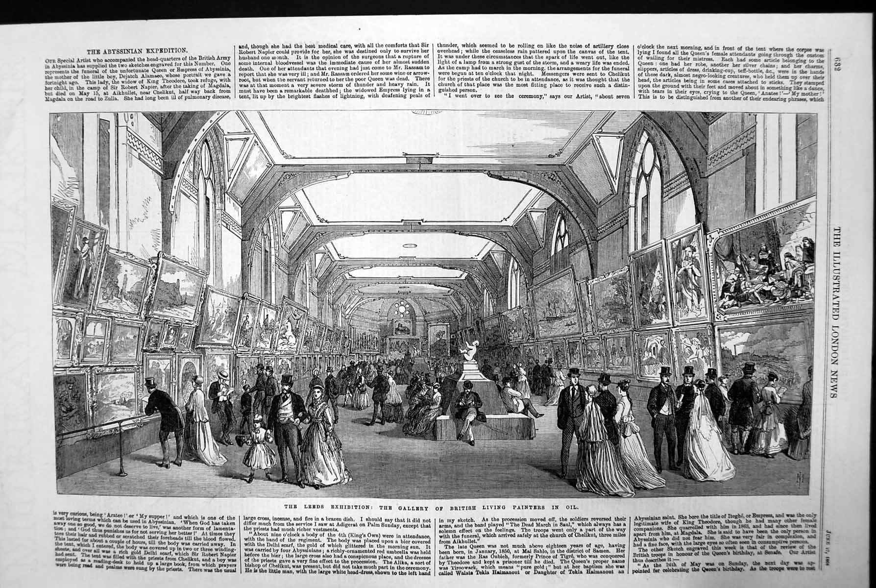 Antique Old Print The Leeds Exhibition Gallery British Living Painters 1868