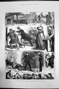 Antique Old Print Lights O London Princess Theatre Acting Convict Escape 1881